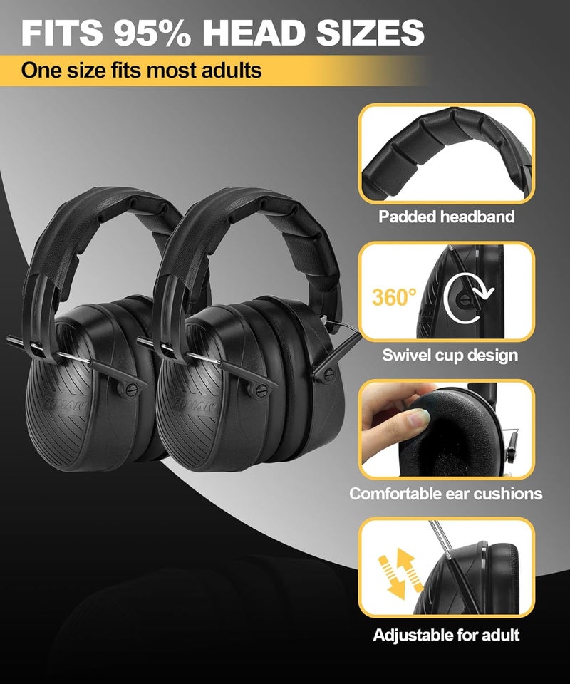 Zohan 019 Safety Earmuffs for Noise Reduction 2Pack - NRR 28dB Hearing Protection Ear Muffs for Working, Shooting, Mowing, Autism, Construction - Image 4
